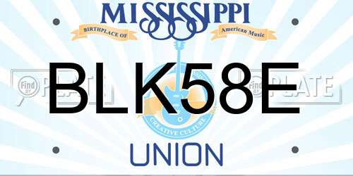 BLK58E Mississippi License Plate