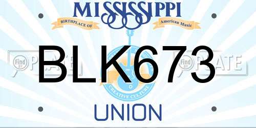 BLK673 Mississippi License Plate