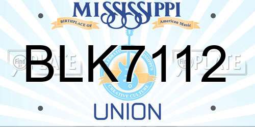 BLK7112 Mississippi License Plate