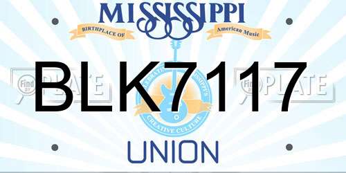 BLK7117 Mississippi License Plate