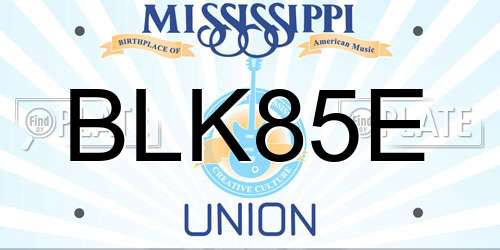 BLK85E Mississippi License Plate