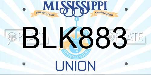 BLK883 Mississippi License Plate