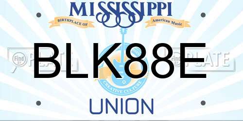 BLK88E Mississippi License Plate