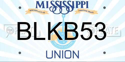 BLKB53 Mississippi License Plate