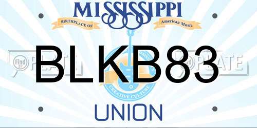 BLKB83 Mississippi License Plate