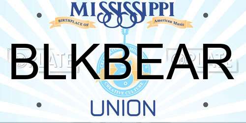 BLKBEAR Mississippi License Plate