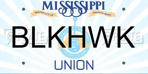 BLKHWK Mississippi License Plate