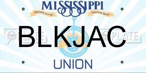 BLKJAC Mississippi License Plate