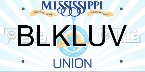BLKLUV Mississippi License Plate
