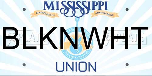 BLKNWHT Mississippi License Plate