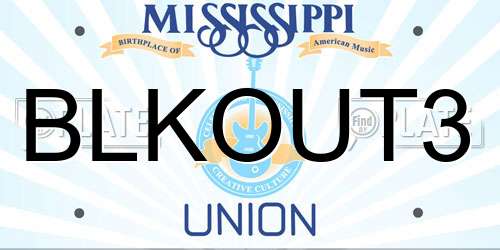 BLKOUT3 Mississippi License Plate