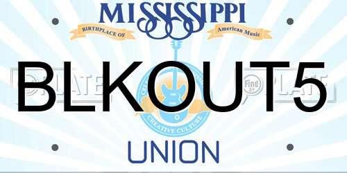 BLKOUT5 Mississippi License Plate