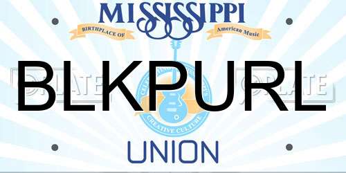 BLKPURL Mississippi License Plate