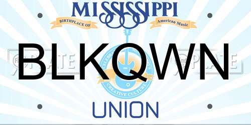 BLKQWN Mississippi License Plate