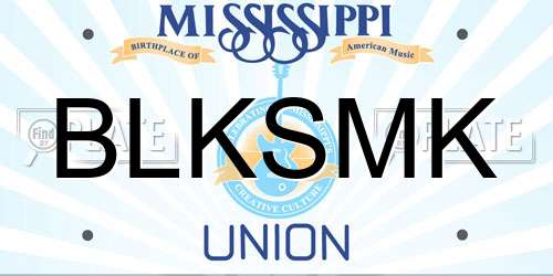 BLKSMK Mississippi License Plate