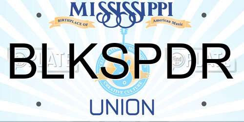 BLKSPDR Mississippi License Plate