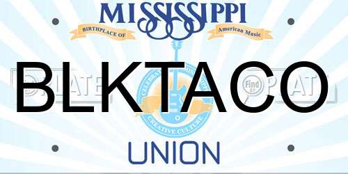 BLKTACO Mississippi License Plate
