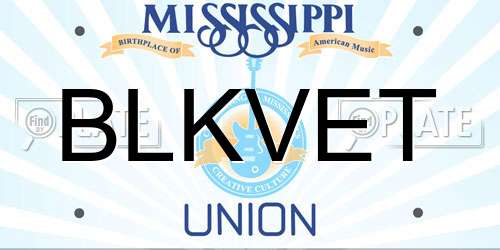 BLKVET Mississippi License Plate