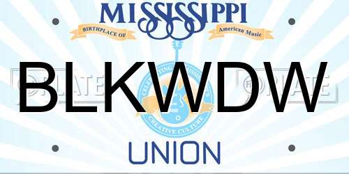 BLKWDW Mississippi License Plate
