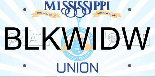BLKWIDW Mississippi License Plate