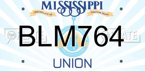 BLM764 Mississippi License Plate