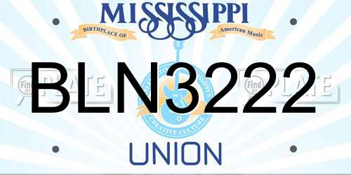 BLN3222 Mississippi License Plate