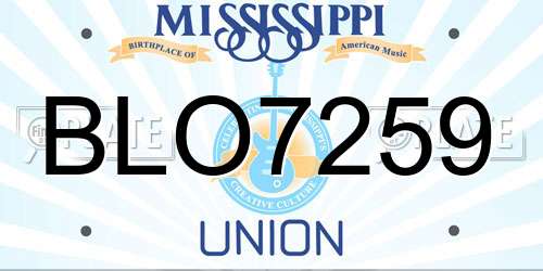 BLO7259 Mississippi License Plate
