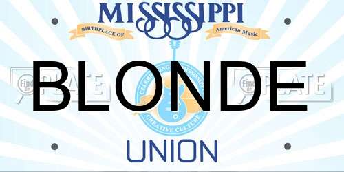 BLONDE Mississippi License Plate