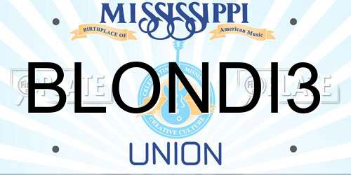 BLONDI3 Mississippi License Plate