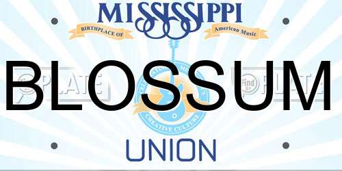 BLOSSUM Mississippi License Plate