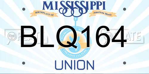 BLQ164 Mississippi License Plate