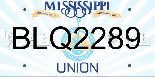 BLQ2289 Mississippi License Plate