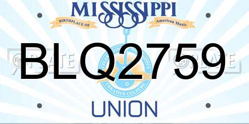 BLQ2759 Mississippi License Plate