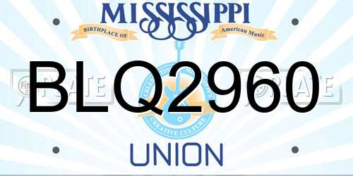 BLQ2960 Mississippi License Plate