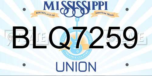 BLQ7259 Mississippi License Plate