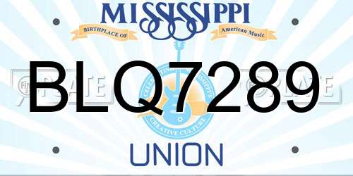 BLQ7289 Mississippi License Plate