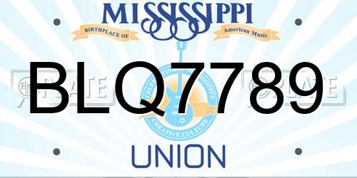 BLQ7789 Mississippi License Plate