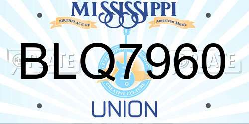BLQ7960 Mississippi License Plate