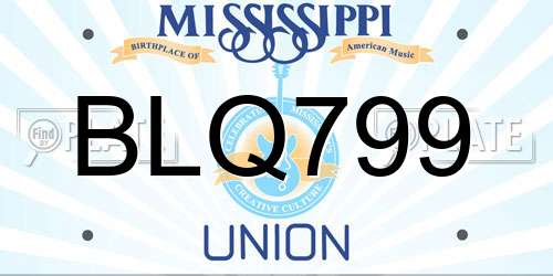 BLQ799 Mississippi License Plate