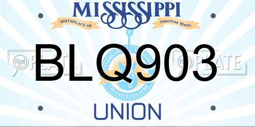 BLQ903 Mississippi License Plate