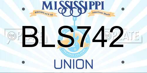 BLS742 Mississippi License Plate