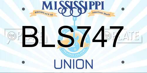 BLS747 Mississippi License Plate