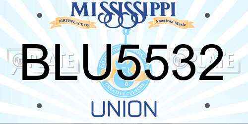 BLU5532 Mississippi License Plate