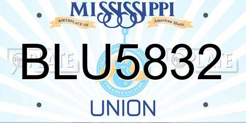 BLU5832 Mississippi License Plate