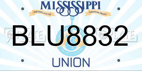 BLU8832 Mississippi License Plate