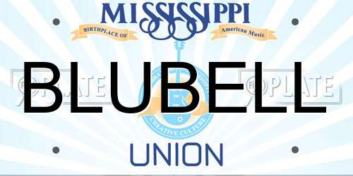 BLUBELL Mississippi License Plate