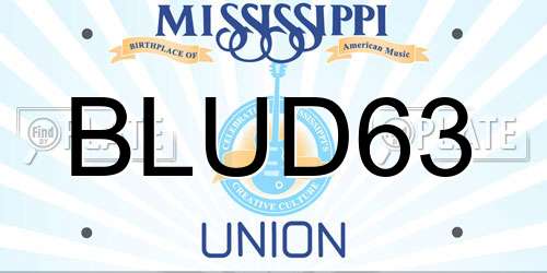 BLUD63 Mississippi License Plate