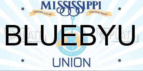 BLUEBYU Mississippi License Plate