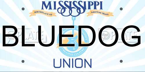 BLUEDOG Mississippi License Plate