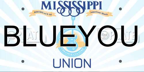 BLUEYOU Mississippi License Plate